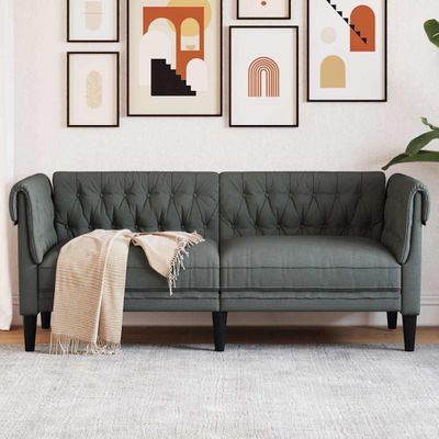 vidaXL Pohovka Chesterfield 2-miestna tmavosivá látka