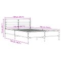 vidaXL Posteľný rám dymový dub 135x190 cm kompozitné drevo a kov