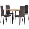 3053907 vidaXL 5 Piece Dining Set Faux Leather Grey(248299+282582)