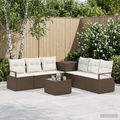 vidaXL Sada pohoviek 8 ks Hnedá a krémovo biela Poly ratan a oceľ