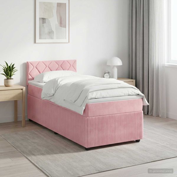 vidaXL Posteľ boxspring s matracom Ružová 100 x 200 cm Zamat