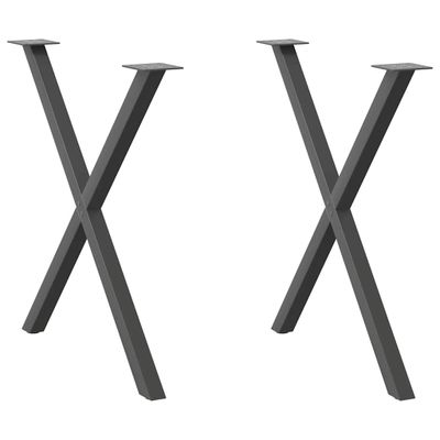 vidaXL Nohy k jedálenskému stolu v tvare X, 2 ks, antracitové, 70 x (72-73) cm, oceľ