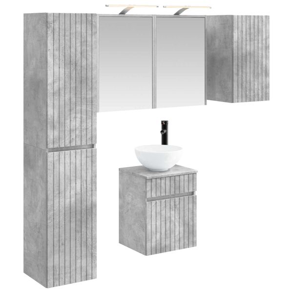 vidaXL Set kabinetov do kúpeľne 5 pcs Betónovo sivá 43 x 16 x 62,5 cm