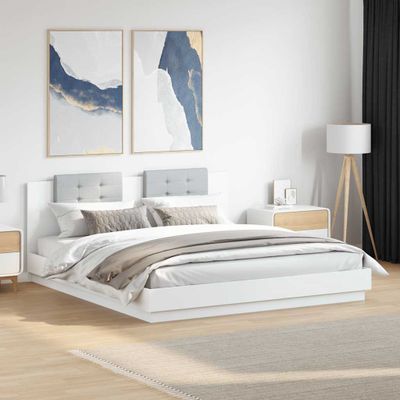 vidaXL Posteľný rám s čelom biely 200x200 cm kompozitné drevo