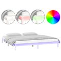 vidaXL Posteľný rám s LED biely 135x190cm dvojlôžko masívne drevo