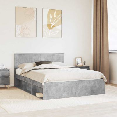vidaXL Rám postele Betónová šedá 150 x 200 cm Masívne borovicové drevo
