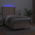 vidaXL Boxspring posteľ matrac a LED kapučínová 80x200cm umelá koža