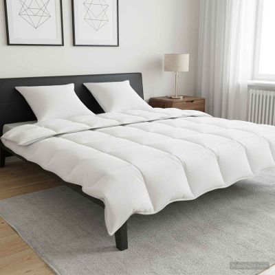 vidaXL Sada prikrývok s vankúšom Biela 200 x 200 cm Polyester, bambus