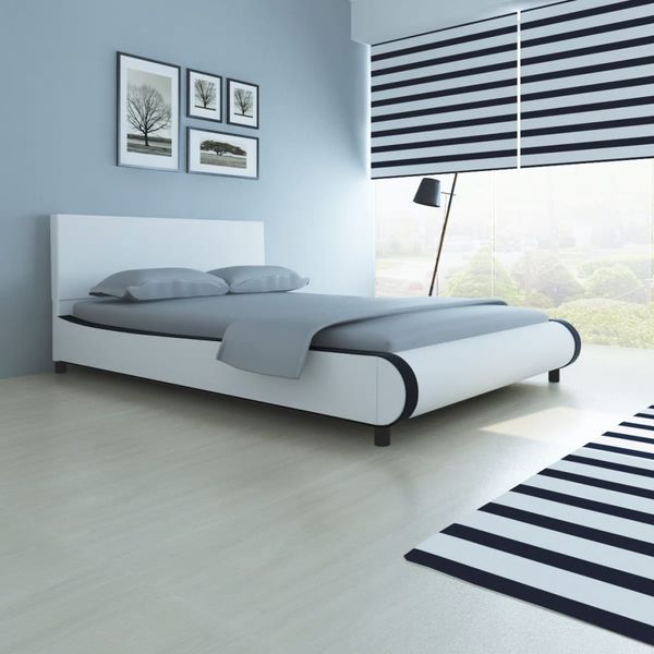 vidaXL Posteľ s matracom, pamäťová pena, biela, umelá koža 140x200 cm