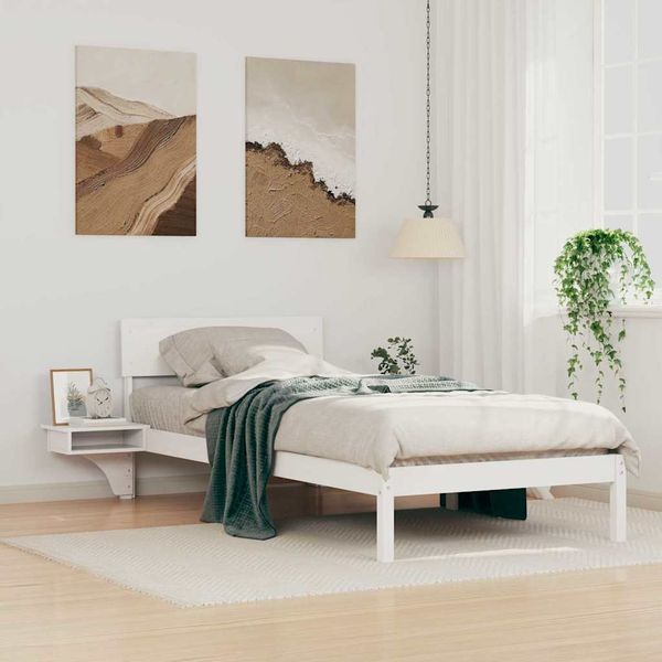 vidaXL Rám postele Biela 90 x 200 cm Masívne borovicové drevo
