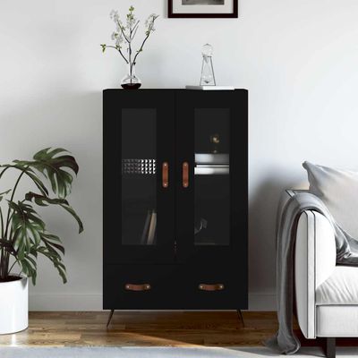 vidaXL Vysoká skrinka čierna 69,5x31x115 cm kompozitné drevo