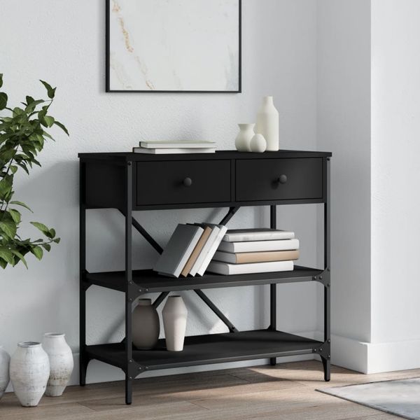 vidaXL Konzolový stolík čierny 75x34,5x75 cm kompozitné drevo