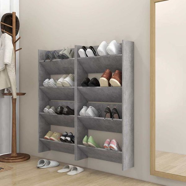 vidaXL Nástenné skrinky na topánky 4 ks, betónovo sivé 60x18x60 cm