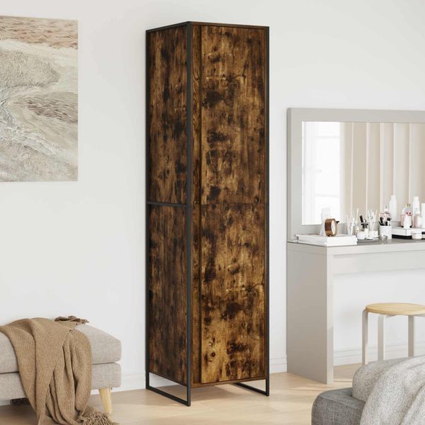 vidaXL Skriňa s úložiskom Dymová dub 50 x 50 x 200 cm Kompozitné drevo