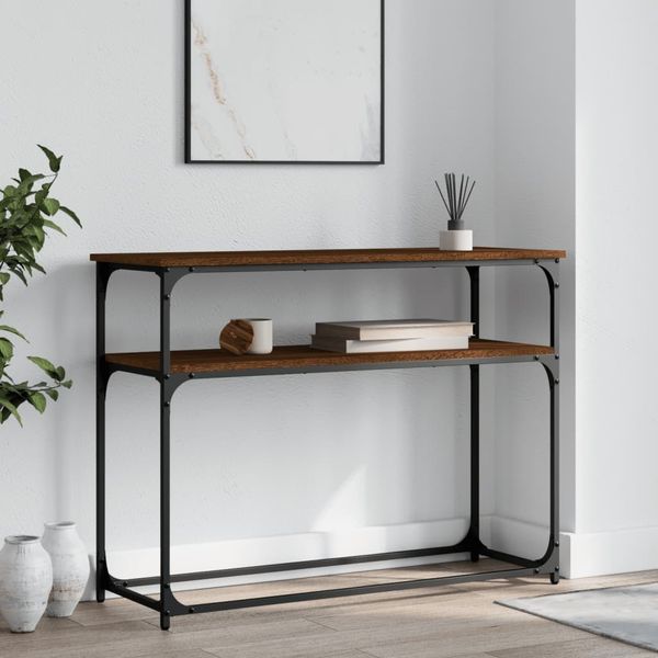 vidaXL Konzolový stolík hnedý dub 100x35,5x75 cm kompozitné drevo