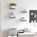 vidaXL Plávajúce nástenné police 4 ks, lesklé sivé 23x23,5x3,8cm, MDF