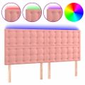 vidaXL Čelo postele s LED ružové 180x5x118/128 cm zamat