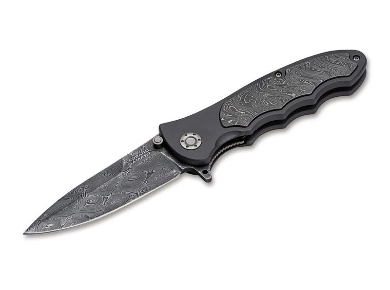 Böker Manufaktur Solingen 110237DAM Leopard-Damascus III Collection vreckový nôž 9,7 cm, hliník