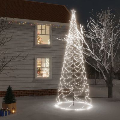 vidaXL Vianočný stromček s kovovým stĺpikom 1400 LED, studený biely 5m