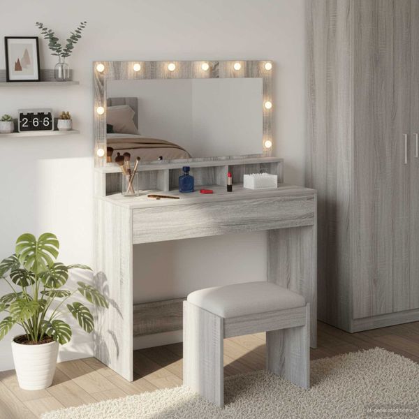 vidaXL Toaletný stolík Sivý Sonoma 100 x 41 x 135 cm Kompozitné drevo