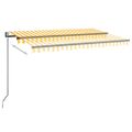 vidaXL Automaticky zaťahovacia markíza 450x300 cm žltá a biela