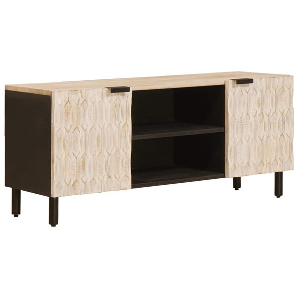 vidaXL TV skrinka s dverami Biele umývanie dokončenie 105 x 33 x 46 cm