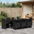 vidaXL Záhradný jedálenský set 9 ks Čierna polyratan