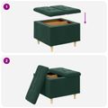 vidaXL Ottoman s Úložným Priestorom Tmavozelená 60 x 60 x 45 cm Zamat