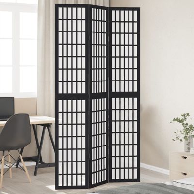 vidaXL Paraván, 3 panely, čierny, masívne drevo paulovnie