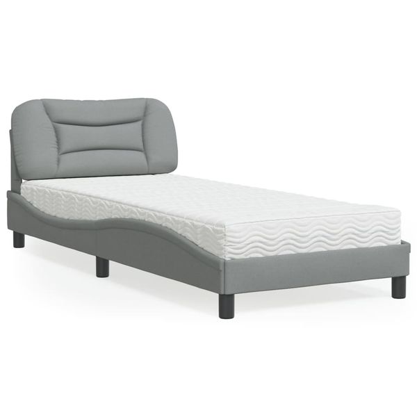 vidaXL Posteľ s matracom Hvar bledosivá 90x200 cm látka
