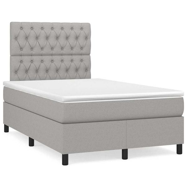 vidaXL Boxspring posteľ s matracom a LED, svetlosivá 120x190 cm, látka