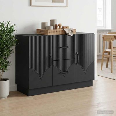 vidaXL Servírovacia skriňa Čierna 89 x 34,5 x 57 cm Kompozitné drevo