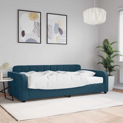 vidaXL Denná posteľ s matracom modrá 100x200 cm zamat