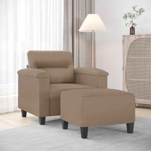 vidaXL Kreslo s podnožkou kapučínové 60 cm umelá koža