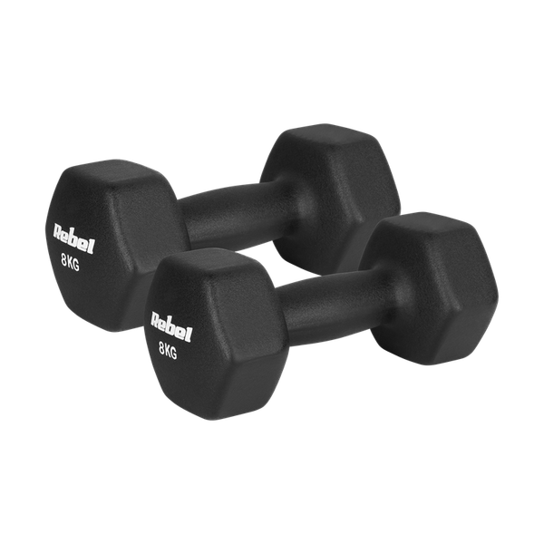 Činky REBEL ACTIVE RBA-2333-8 litinové neoprenové HEX 2x8 kg