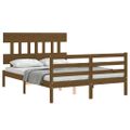 vidaXL Rám postele s čelom medovohnedý 140x190 cm masívne drevo