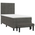 vidaXL Posteľný rám boxspring s matracom tmavosivý 90x200 cm zamat