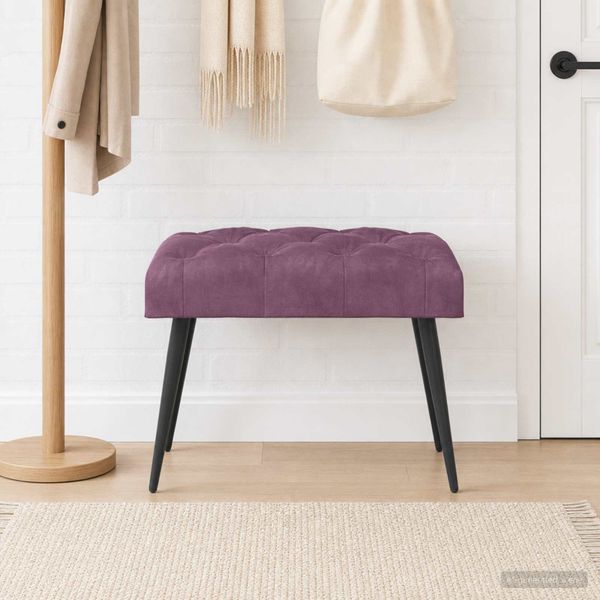 vidaXL Lavica s gombíkovým prešívaním Fialová 60 x 40 x 45 cm Zamat
