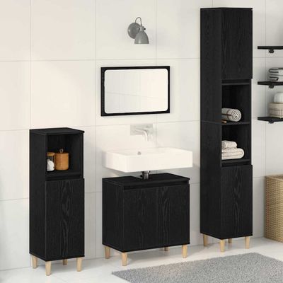 vidaXL Sada kúpeľňového nábytku Nástenný s úložiskom 3 pcs Čierny dub