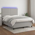 vidaXL Posteľ boxsping s matracom a LED bledosivá 140x200 cm látka
