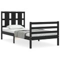 vidaXL Posteľný rám s čelom, čierny, jednolôžko, masívne drevo