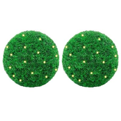 vidaXL Umelé buxusové gule s LED svetlami, 2 ks, zelená, 45 cm