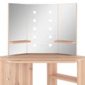 vidaXL Rohový toaletný stolík s LED dubový 111x54x141,5 cm