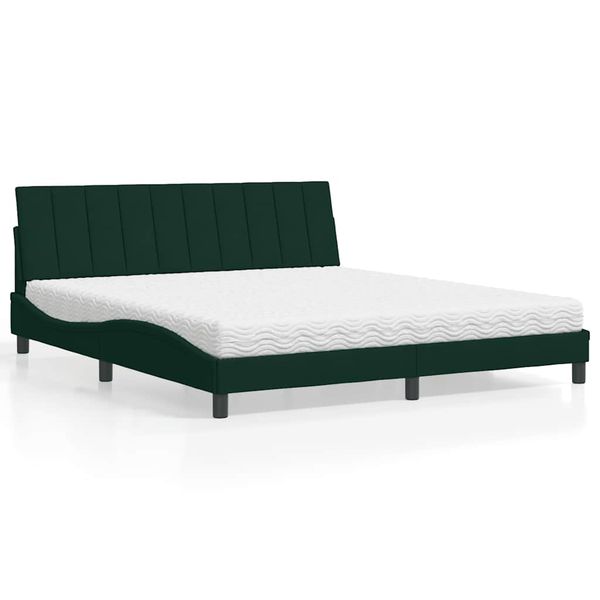 vidaXL Posteľ s matracom Hanko tmavozelený 180x200 cm zamat