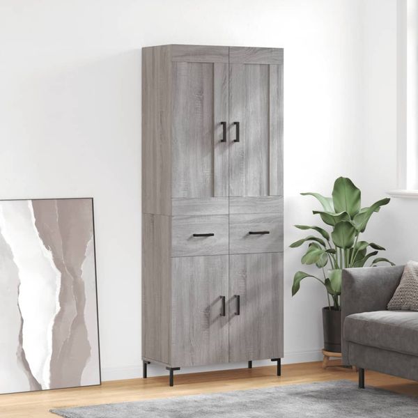 vidaXL Vysoká skrinka sivý dub sonoma 69,5x34x180 cm spracované drevo