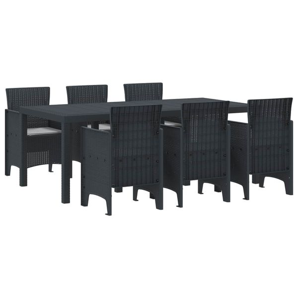 vidaXL Záhradný jedálenský set 7 pcs Antracitová Polypropylén