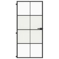 vidaXL Vnútorné dvere tenké čierne 93x201,5 cm tvrdené sklo a hliník