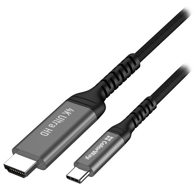 Colorway Adaptér USB-C na HDMI/ 2m Kabel, USB-C (M) na HDMI (M), 4K pri 60Hz, 2m, cerný