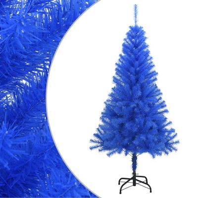 vidaXL Umelý vianočný stromček so stojanom, modrý 120 cm, PVC