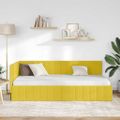 vidaXL Rohový rám postele s čelnou doskou Žltá 100 cm x 200 cm Zamat